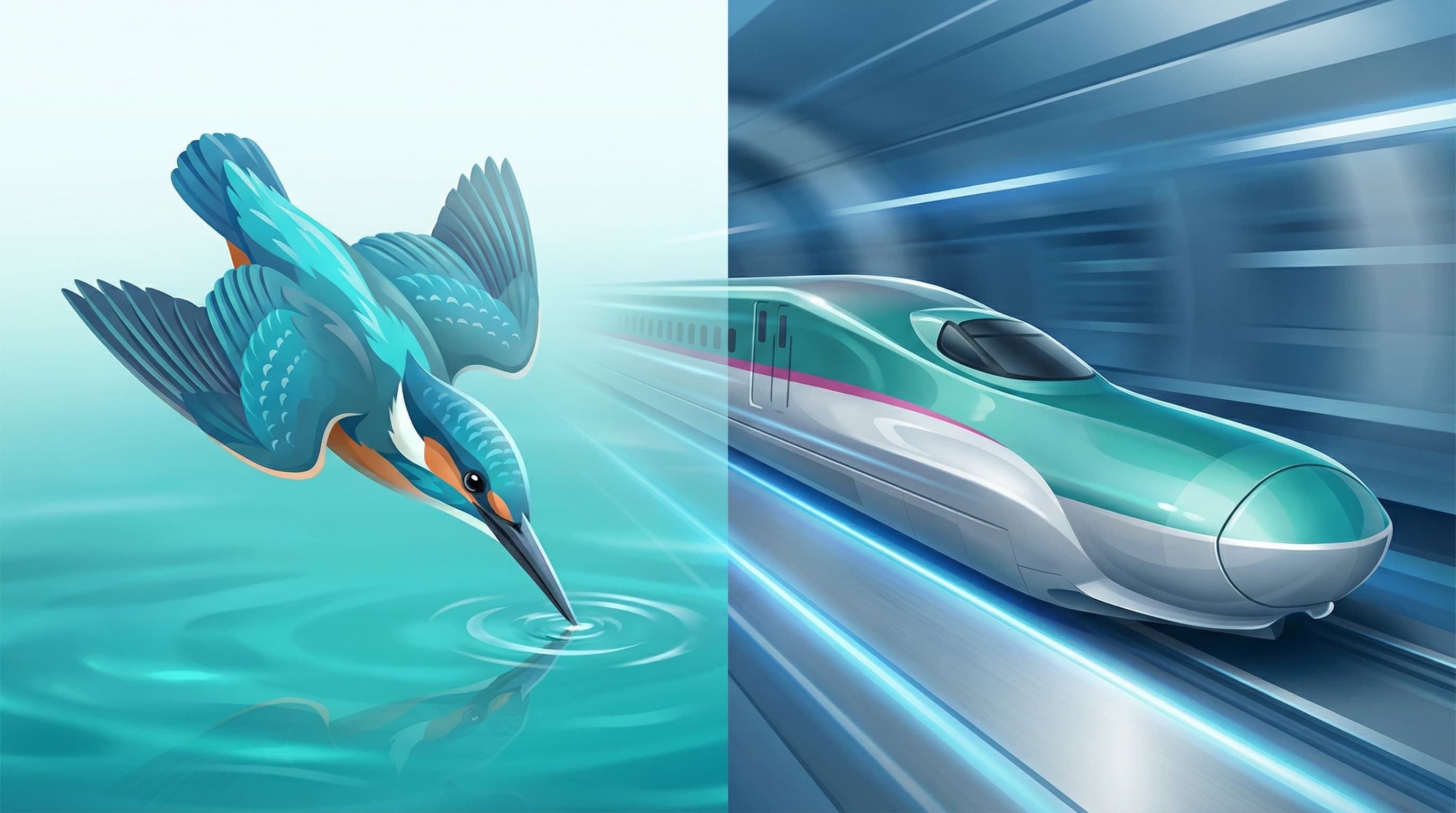Kingfisher's beak inspiring Shinkansen bullet train